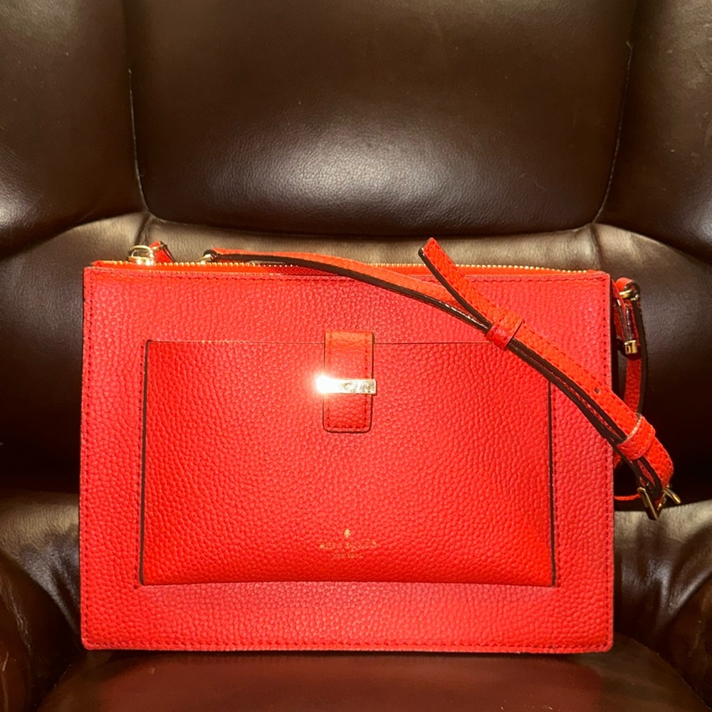 Kate Spade Leonard Street Clarice Red Leather Crossbody/Clutch